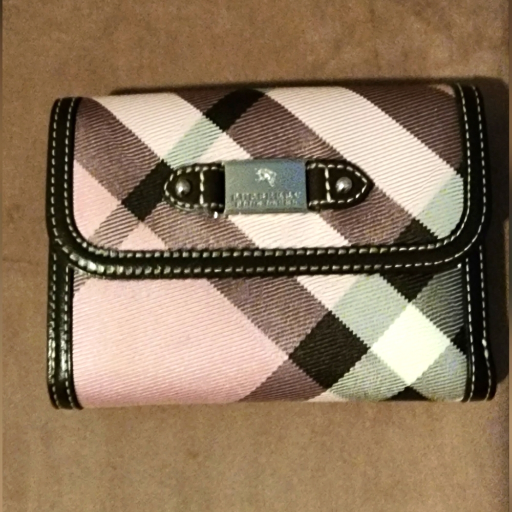 Burberry Pink and Black Checkered Wallet